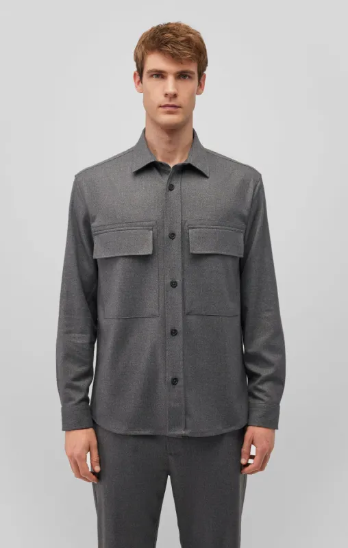 DOUBLE POCKET SHIRT IN DARK GREY MELANGE sold by Mavi