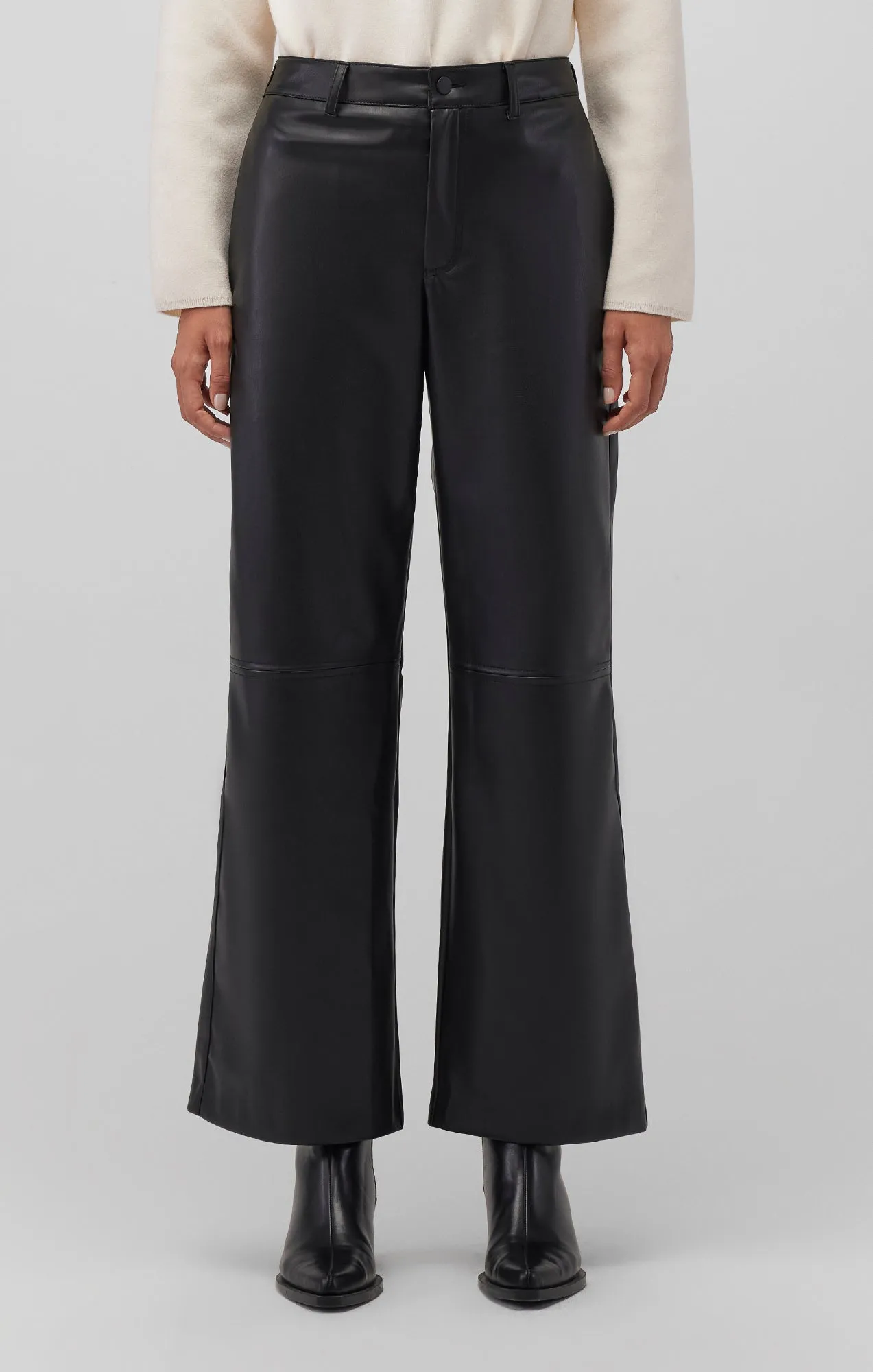 FAUX LEATHER WIDE LEG PANTS IN BLACK sold by Mavi product image thumbnail 4