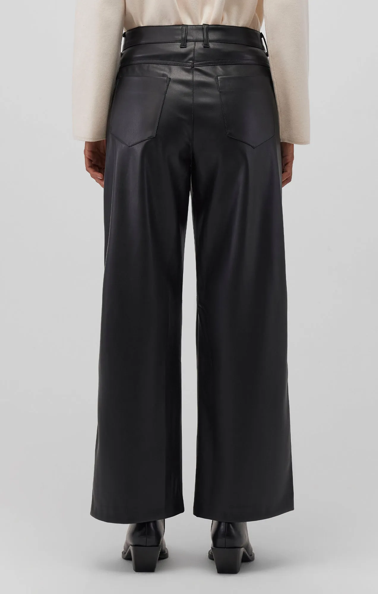 FAUX LEATHER WIDE LEG PANTS IN BLACK sold by Mavi product image thumbnail 5