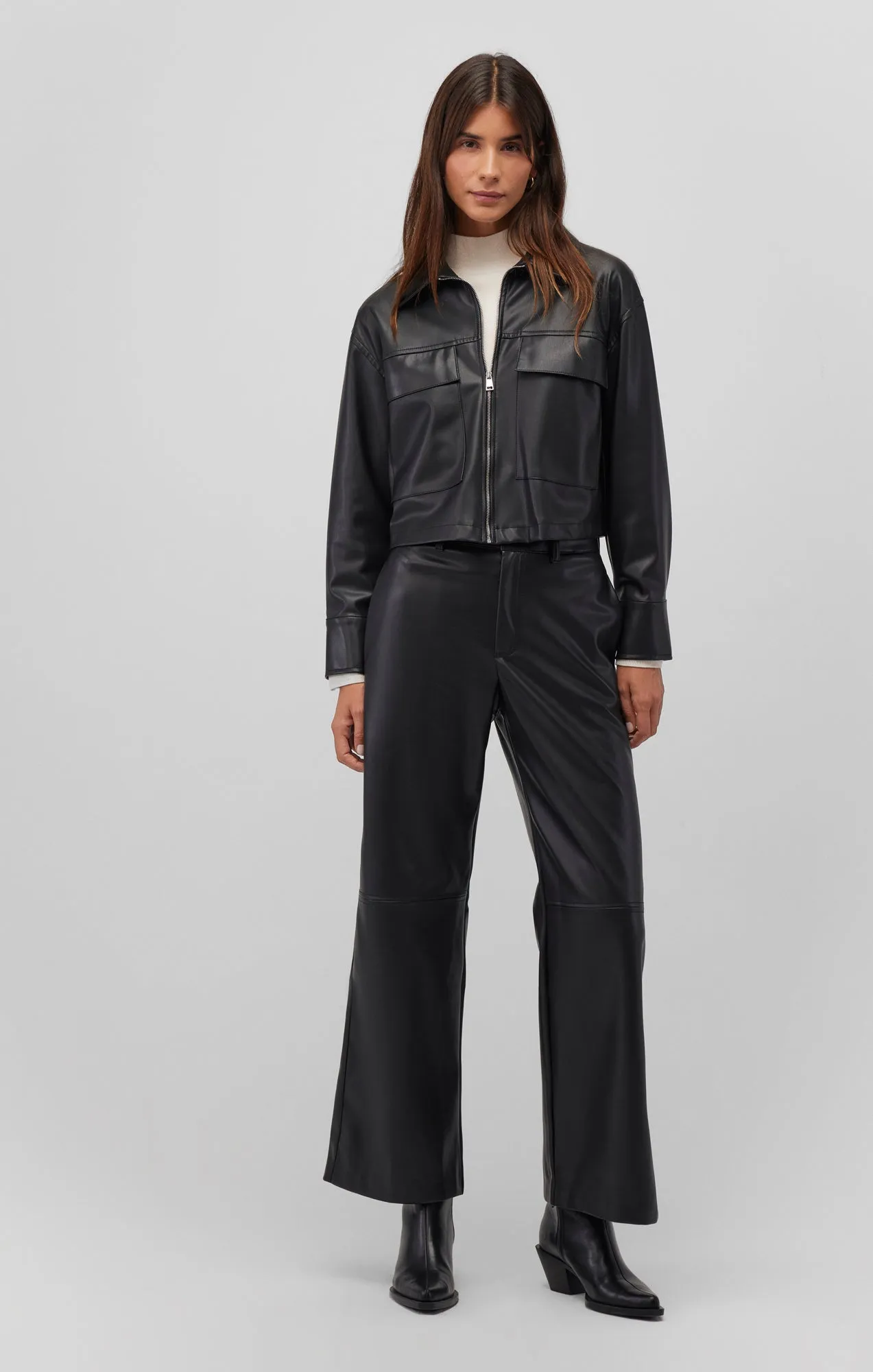 FAUX LEATHER WIDE LEG PANTS IN BLACK sold by Mavi product image thumbnail 2