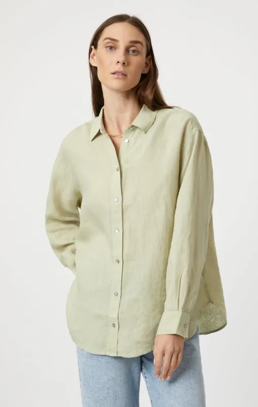 LINEN BUTTON-UP SHIRT IN LINT sold by Mavi