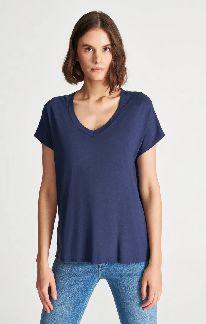 WOMEN'S BASIC V-NECK T-SHIRT IN MOOD INDIGO sold by Mavi product image thumbnail 5