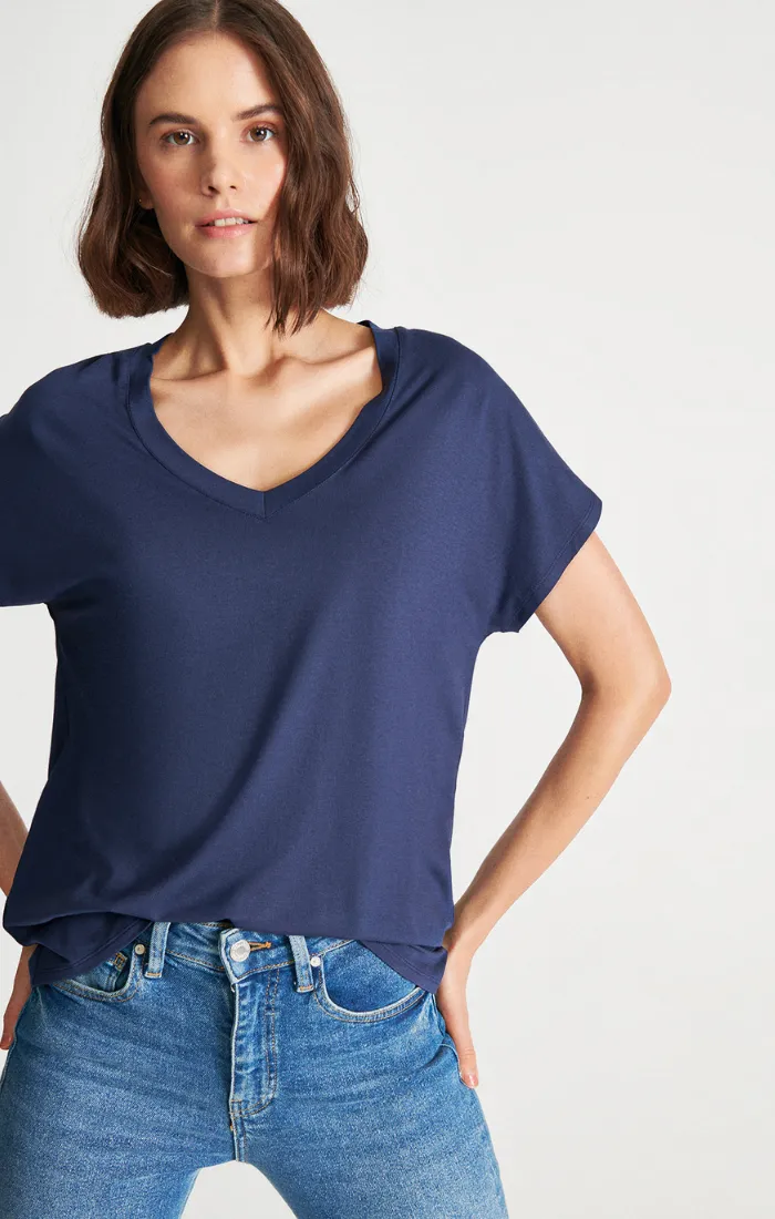 WOMEN'S BASIC V-NECK T-SHIRT IN MOOD INDIGO sold by Mavi