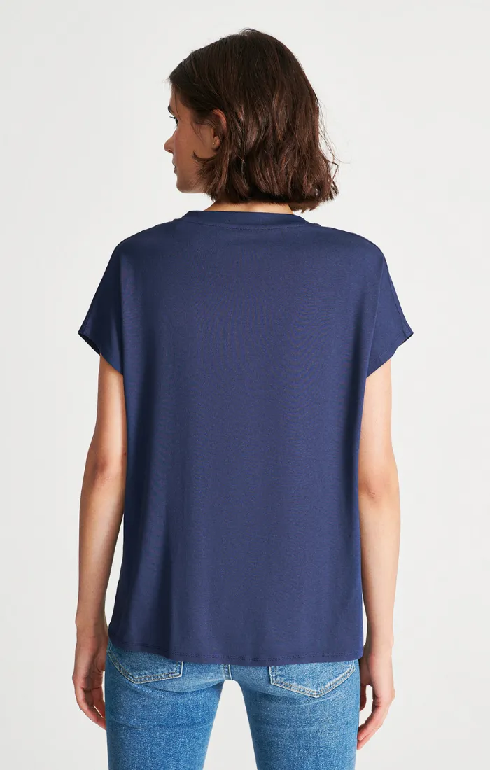 WOMEN'S BASIC V-NECK T-SHIRT IN MOOD INDIGO sold by Mavi product image thumbnail 2