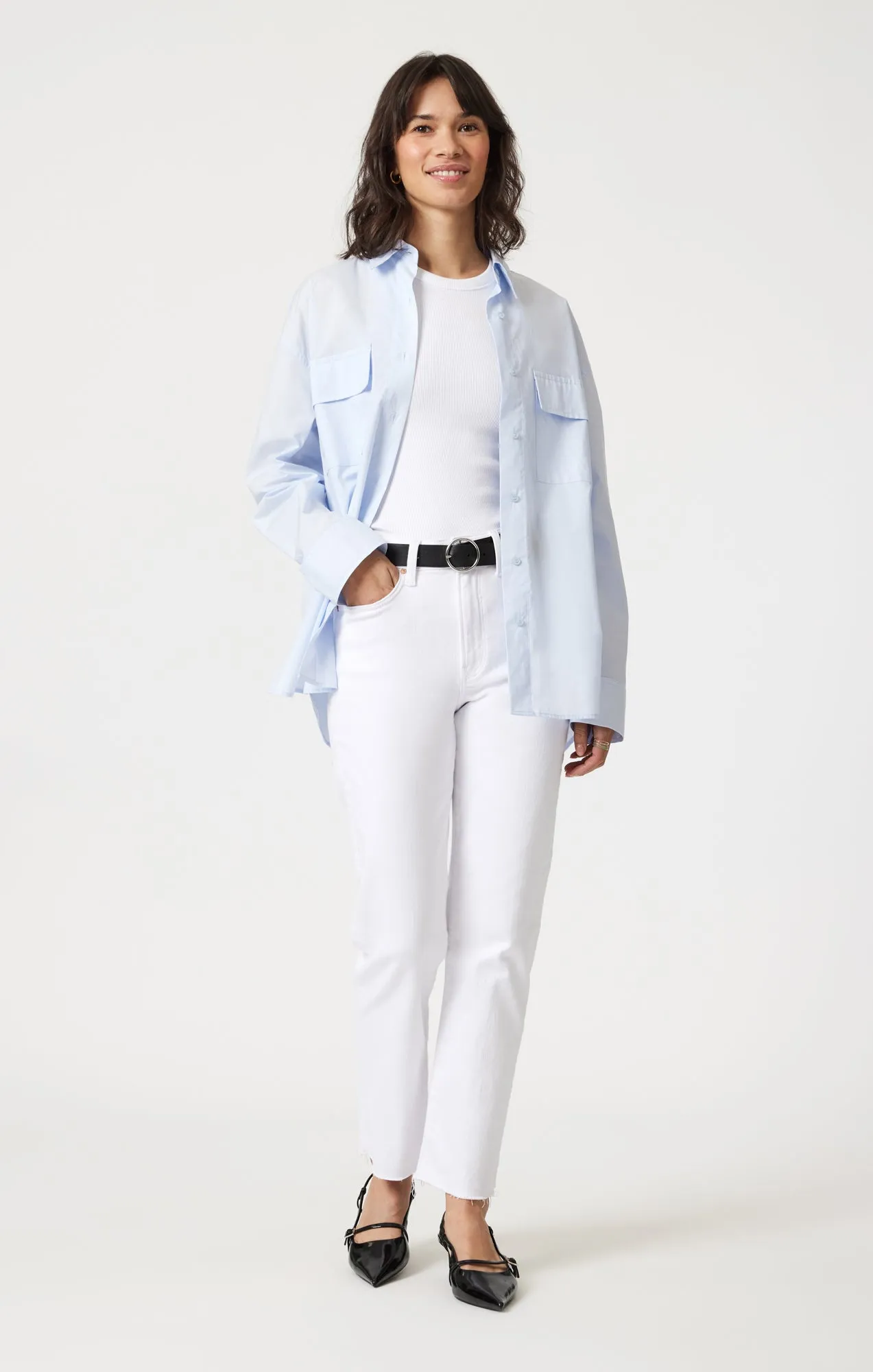 NEW YORK STRAIGHT LEG IN WHITE FLEX BLUE sold by Mavi