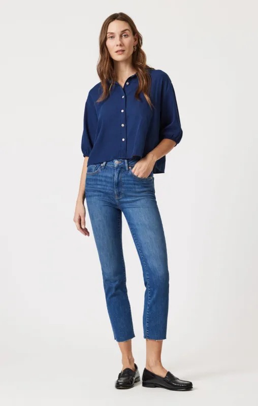 VIOLA STRAIGHT LEG IN MID BRUSHED FLEX BLUE sold by Mavi