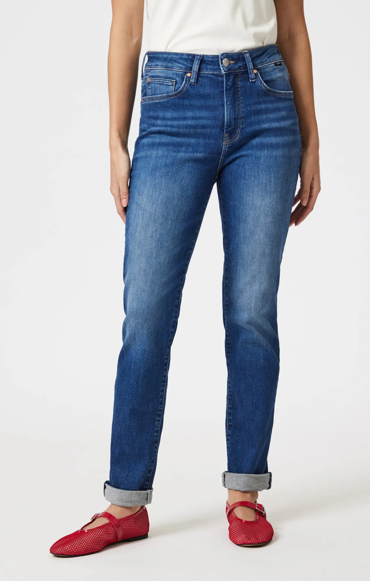 KATHLEEN SLIM BOYFRIEND IN DARK BRUSHED FLEX BLUE sold by Mavi product image thumbnail 3
