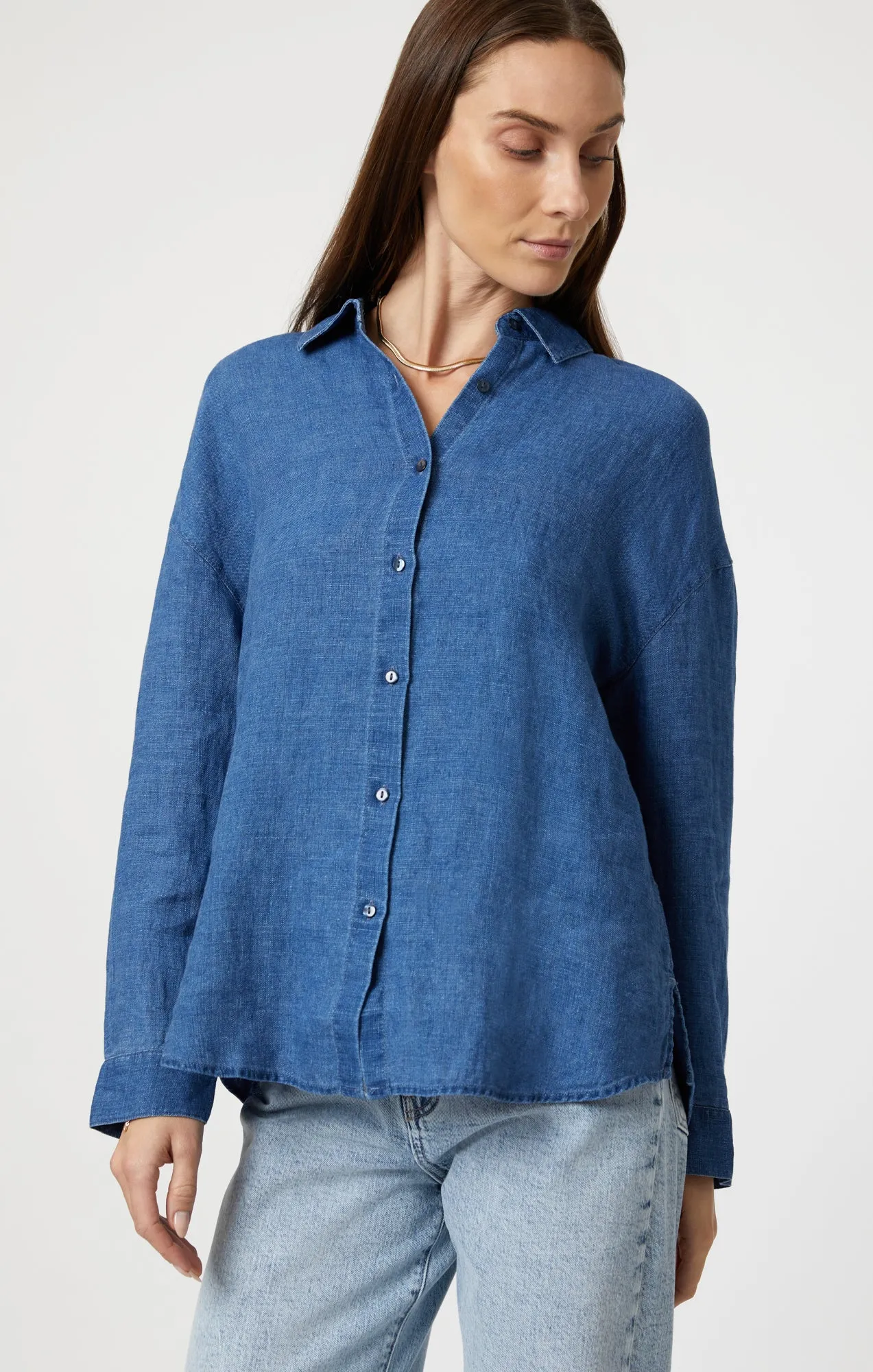 LINEN LONG SLEEVE SHIRT IN ENSIGN BLUE sold by Mavi product image thumbnail 2