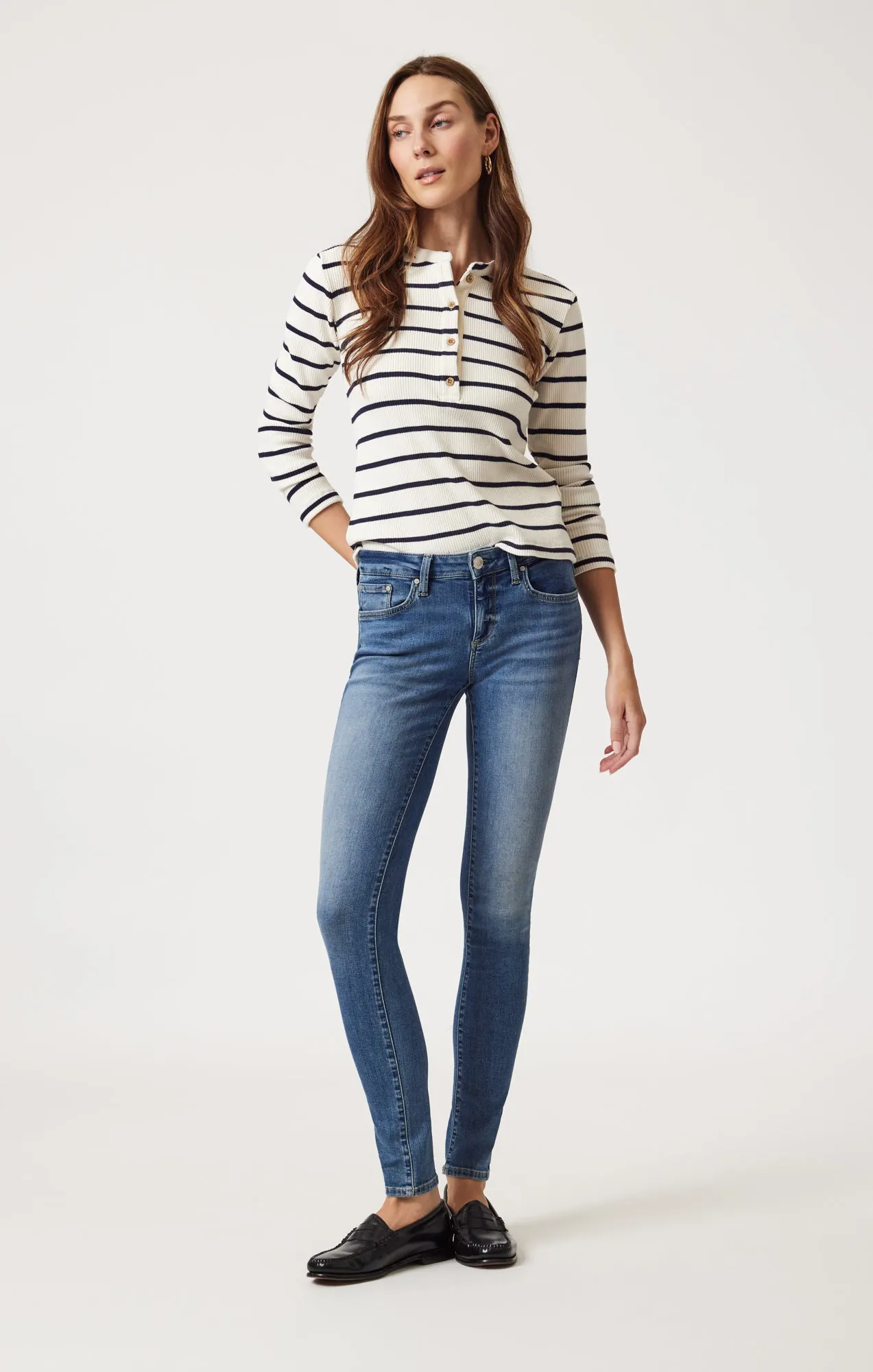 ALEXA SKINNY IN DARK BRUSHED TRIBECA sold by Mavi