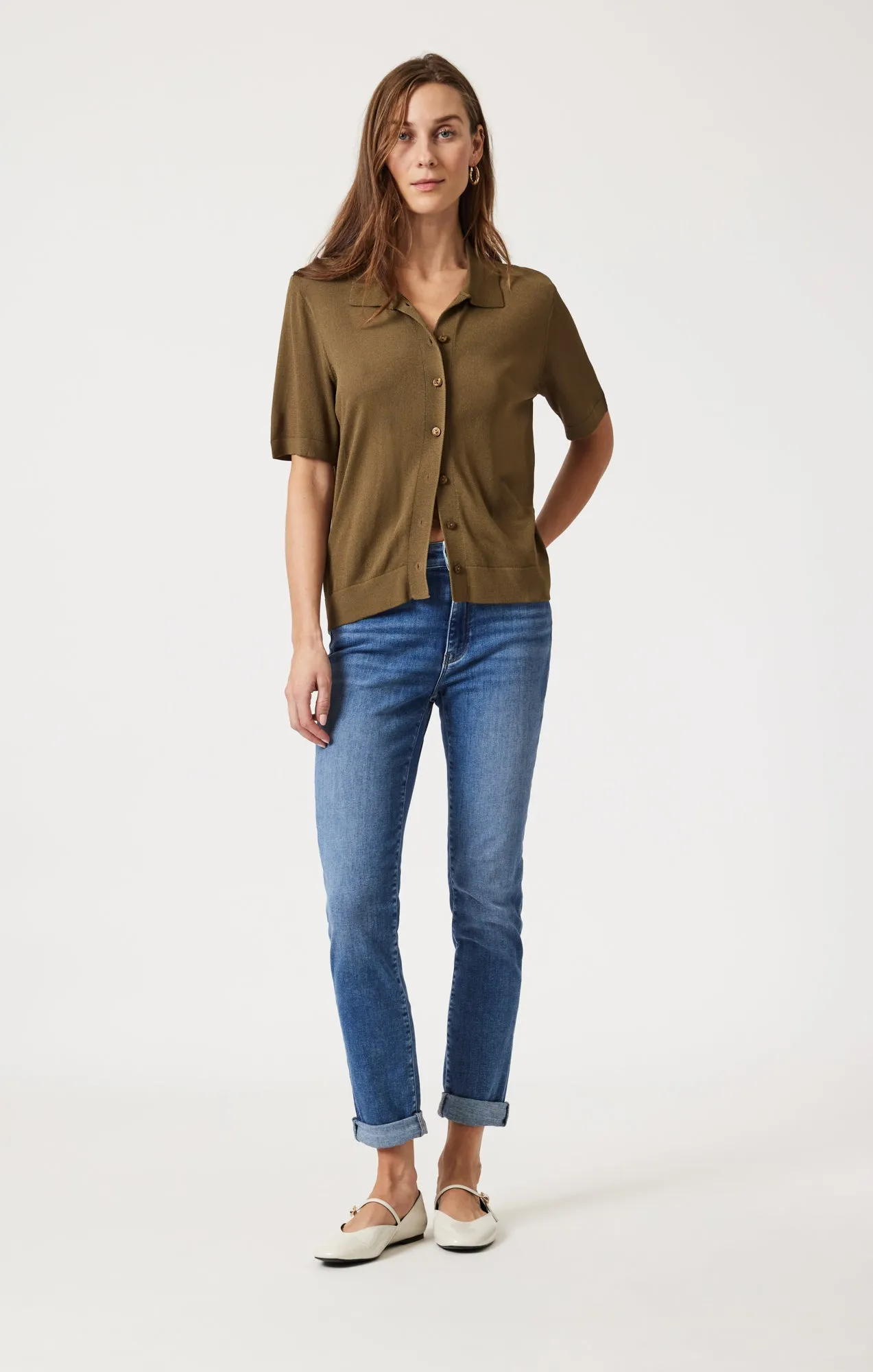 KATHLEEN SLIM BOYFRIEND IN MID BRUSHED FEATHER BLUE sold by Mavi