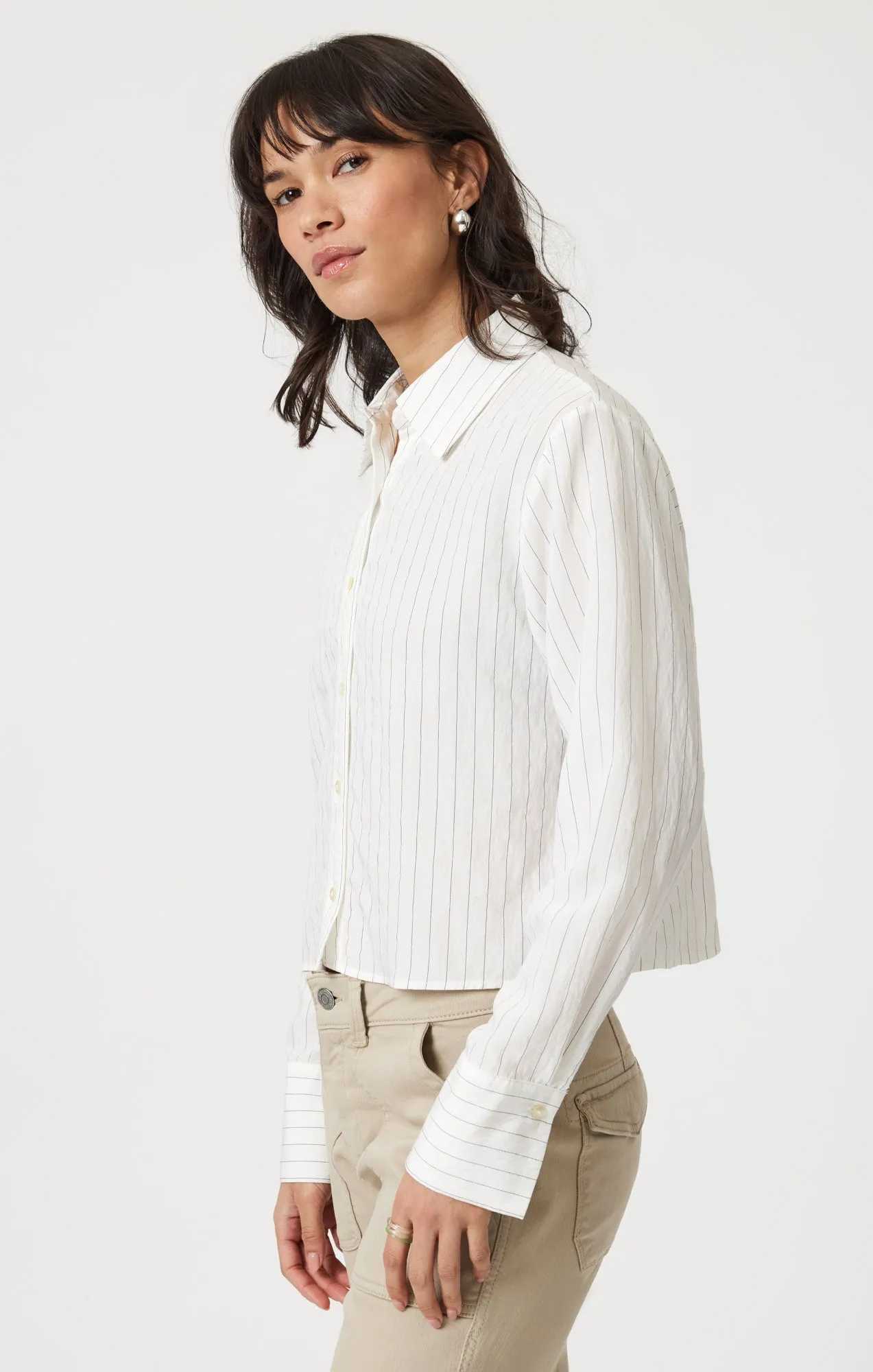 LONG SLEEVE BUTTON-UP SHIRT IN BLACK PIN STRIPE sold by Mavi product image thumbnail 2