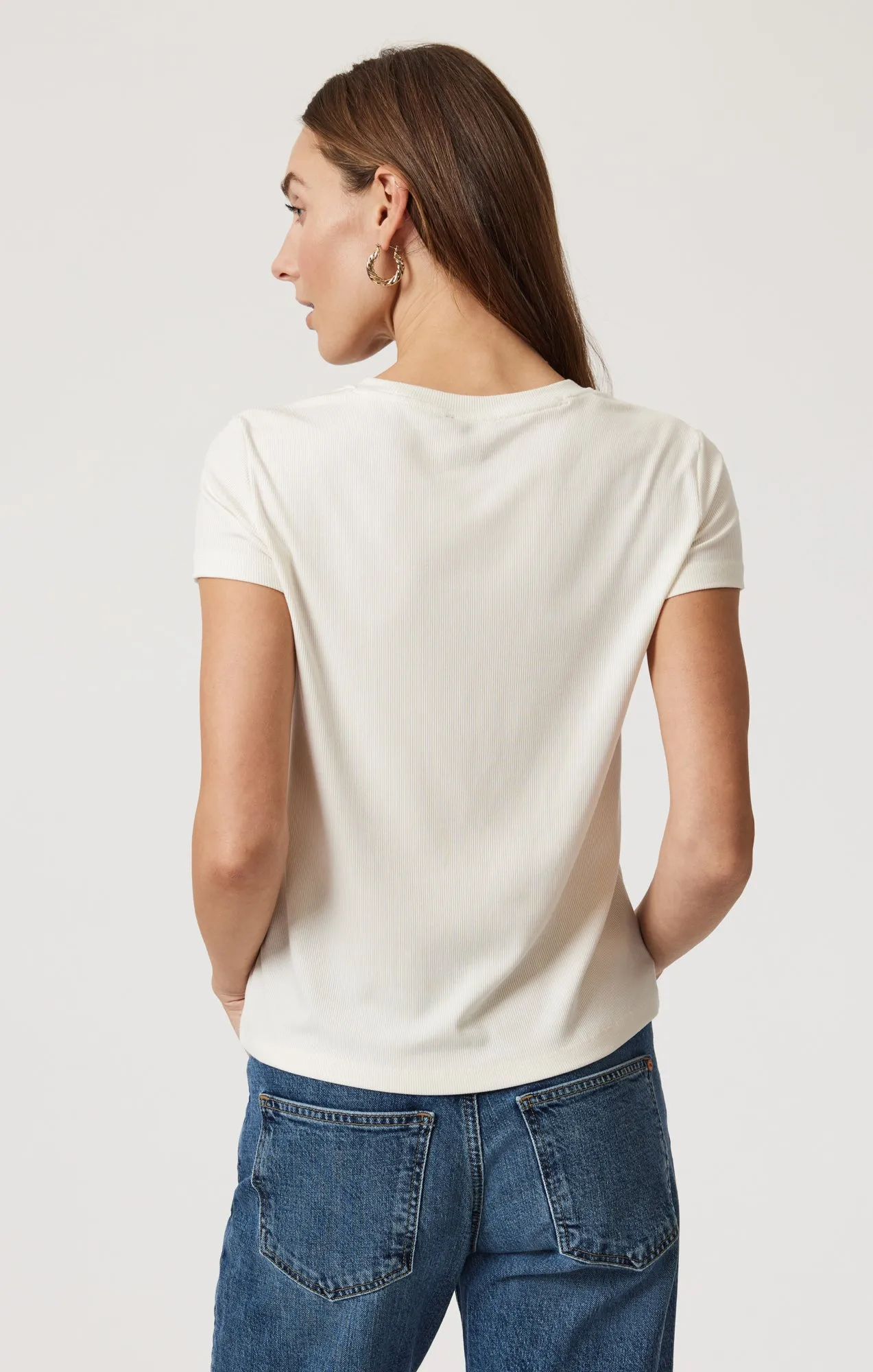 LUXE TOUCH TENCEL™ RIBBED T-SHIRT IN COCONUT MILK sold by Mavi product image thumbnail 2