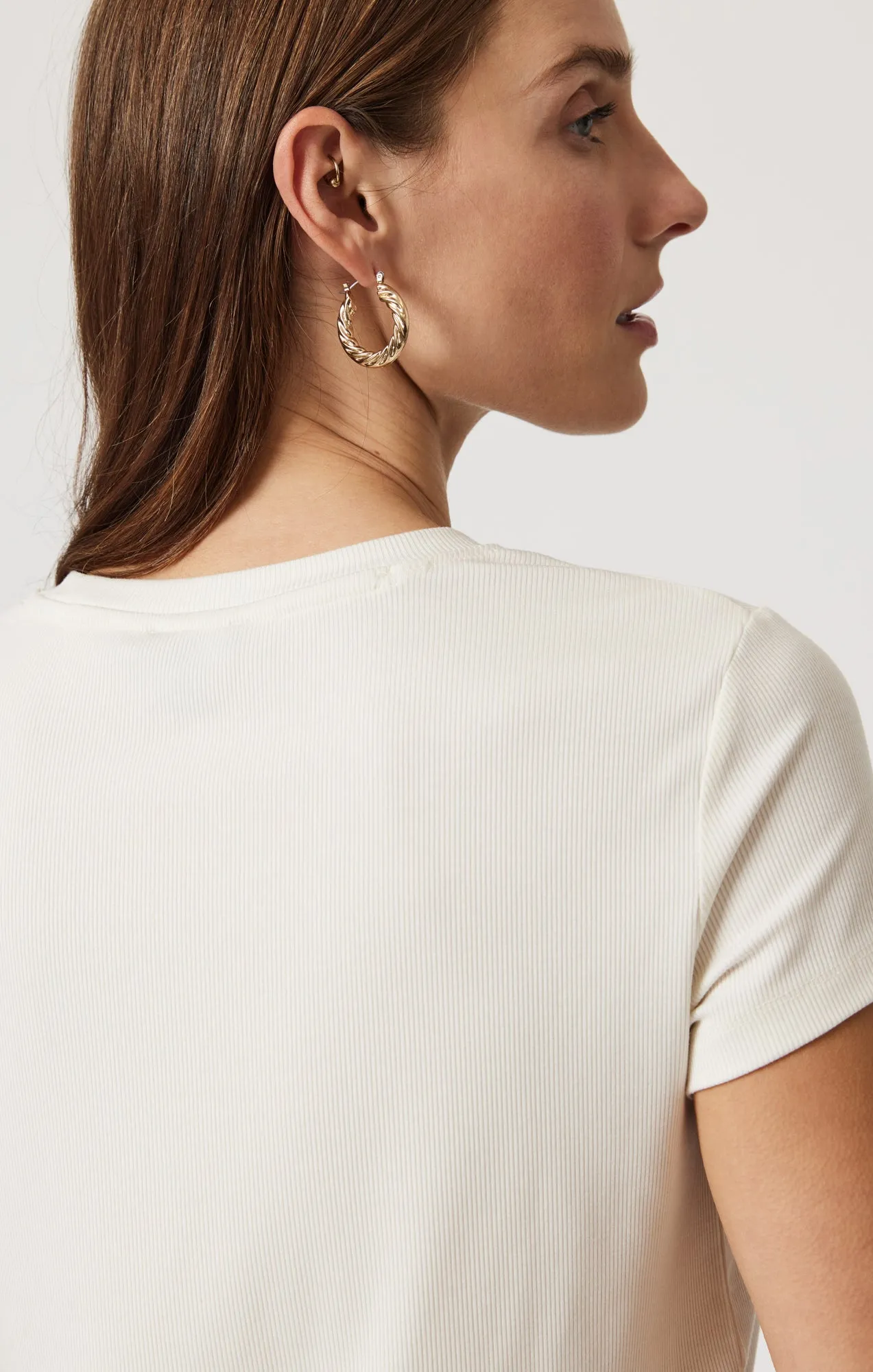 LUXE TOUCH TENCEL™ RIBBED T-SHIRT IN COCONUT MILK sold by Mavi product image thumbnail 5