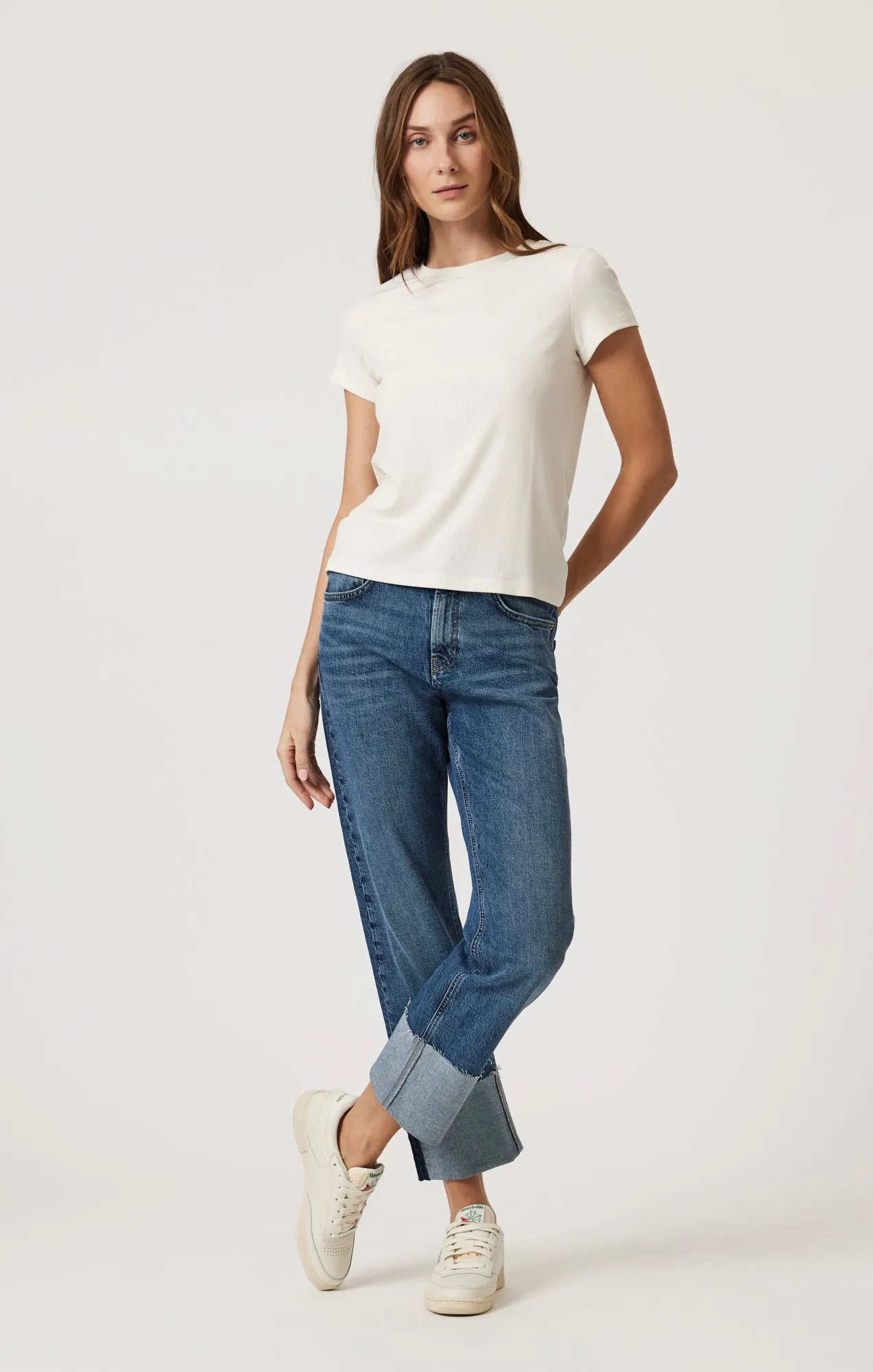 LUXE TOUCH TENCEL™ RIBBED T-SHIRT IN COCONUT MILK sold by Mavi product image thumbnail 3