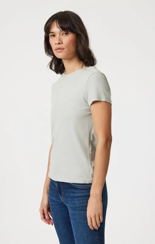 LUXE TOUCH TENCEL™ RIBBED T-SHIRT IN PIGEON sold by Mavi