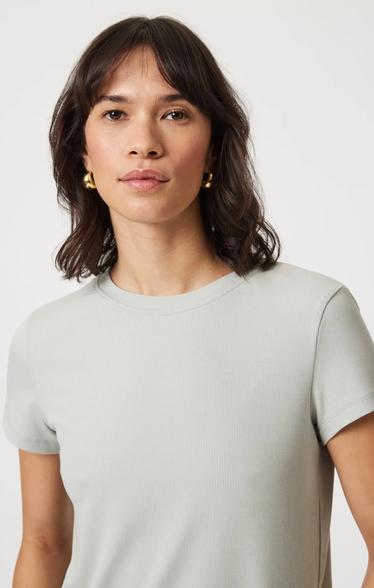 LUXE TOUCH TENCEL™ RIBBED T-SHIRT IN PIGEON sold by Mavi product image thumbnail 4