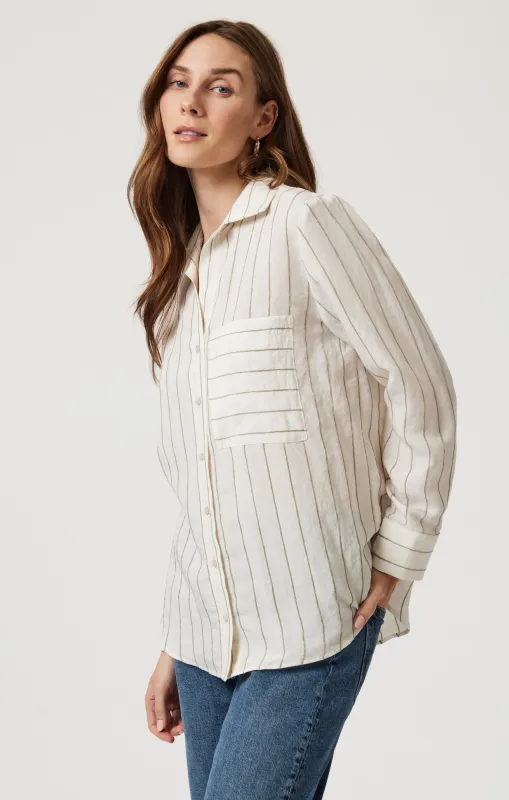 POCKET LONG SLEEVE SHIRT IN KHAKI STRIPE made by Mavi