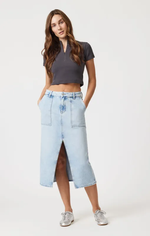SAVINA DENIM SKIRT IN BLEACHED WELL BLUE sold by Mavi