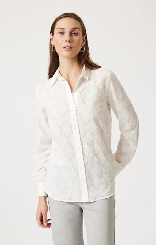 SHEER TEXTURED BUTTON-UP SHIRT IN ANTIQUE WHITE sold by Mavi