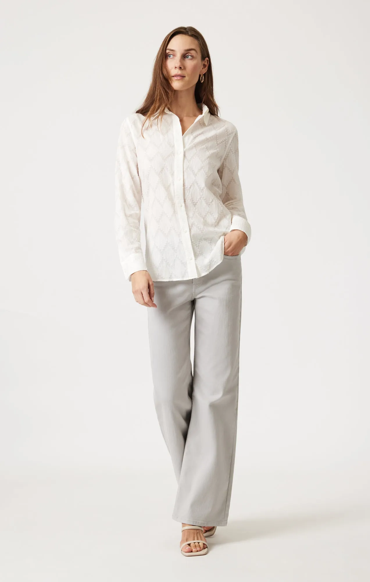 SHEER TEXTURED BUTTON-UP SHIRT IN ANTIQUE WHITE sold by Mavi product image thumbnail 2
