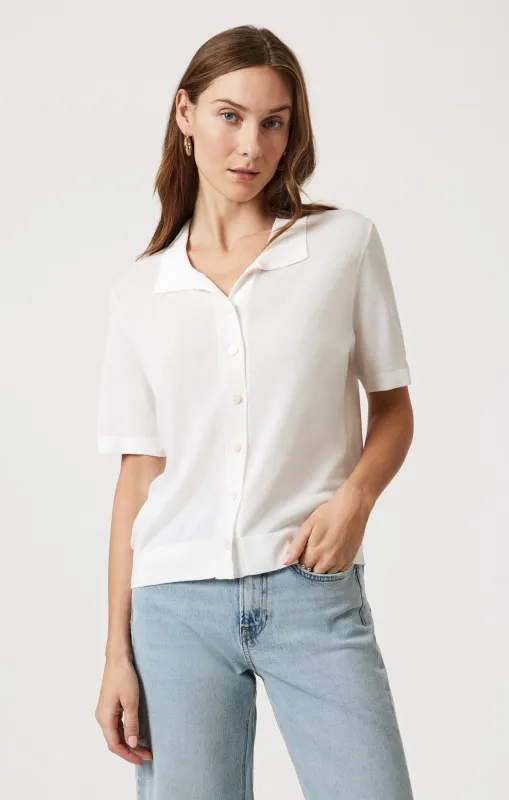 SHORT SLEEVE POLO CARDIGAN IN ANTIQUE sold by Mavi