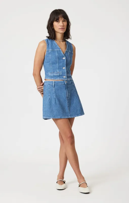MERLIN VEST IN BLUE STRIPE DENIM sold by Mavi