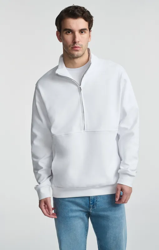 HALF ZIP SWEATSHIRT IN WHITE sold by Mavi