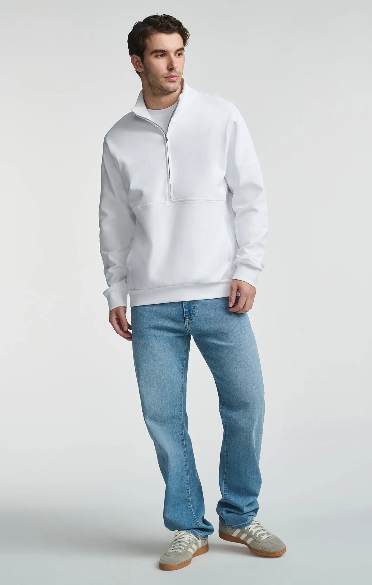 HALF ZIP SWEATSHIRT IN WHITE sold by Mavi product image thumbnail 3