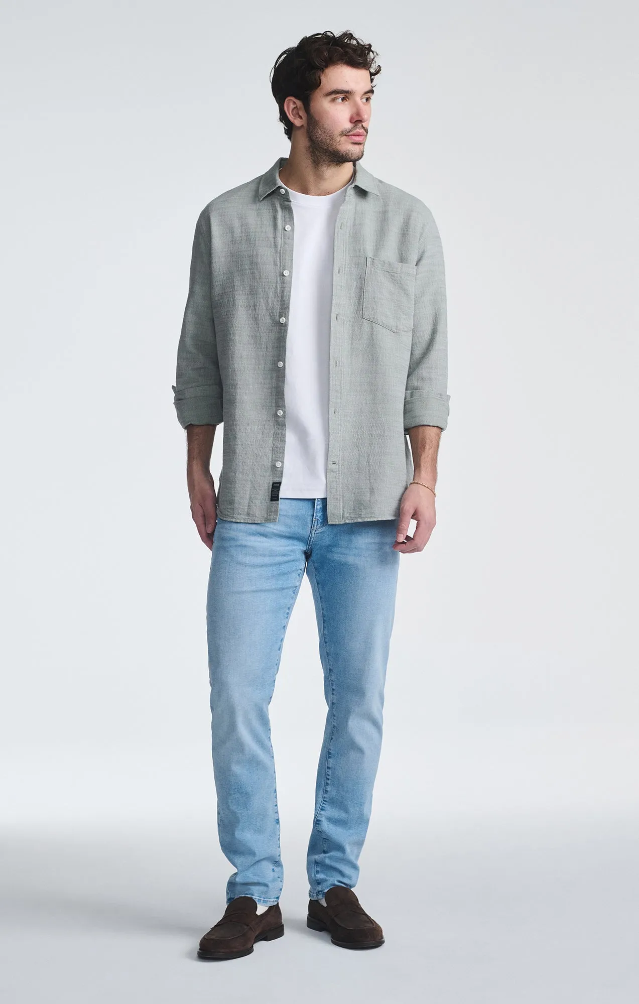 MARCUS SLIM STRAIGHT LEG IN AQUA BLUE FEATHER BLUE sold by Mavi