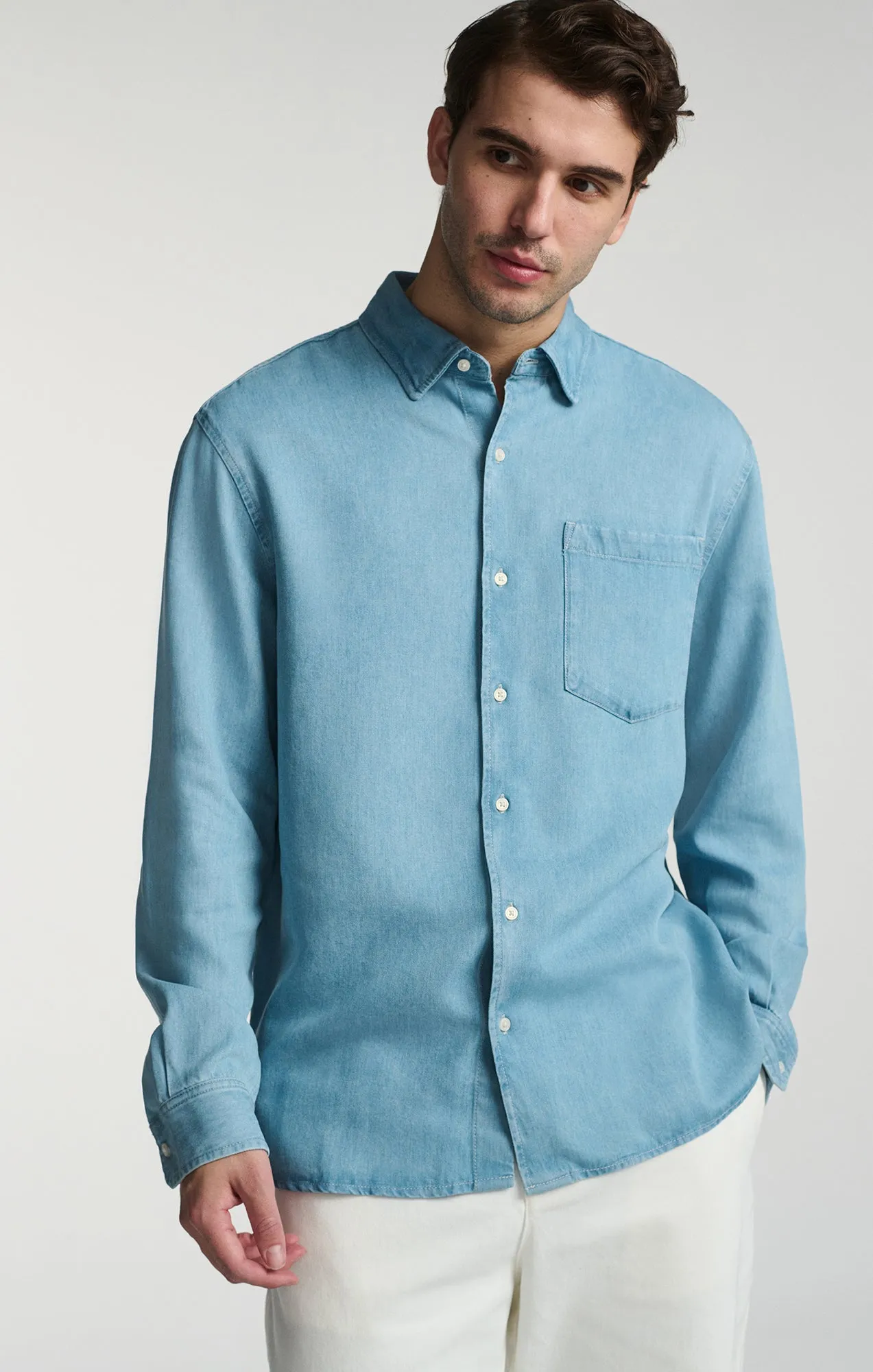 LONG SLEEVE BUTTON-UP TENCEL™ SHIRT IN INDIGO sold by Mavi product image thumbnail 2