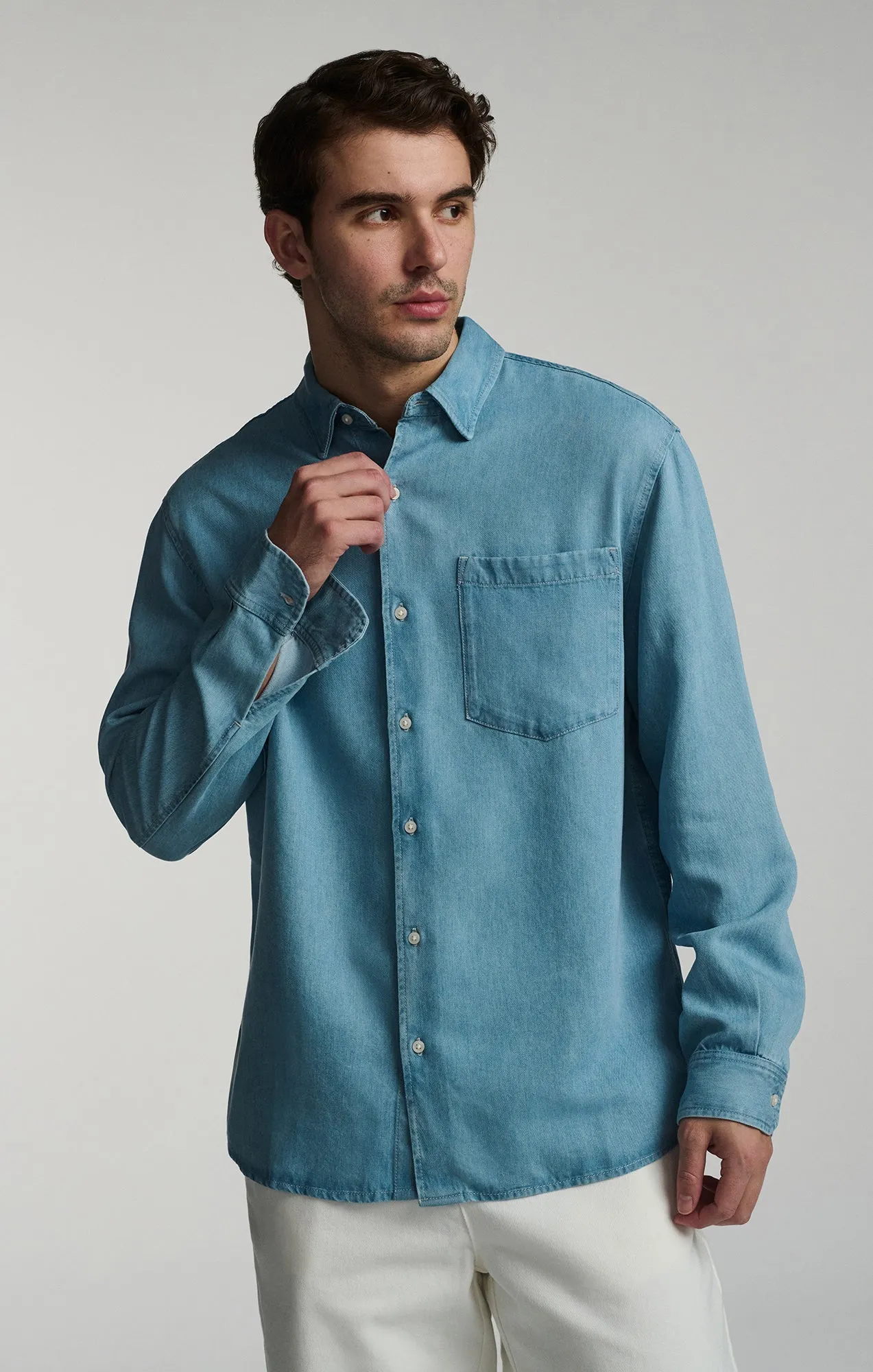 LONG SLEEVE BUTTON-UP TENCEL™ SHIRT IN INDIGO sold by Mavi