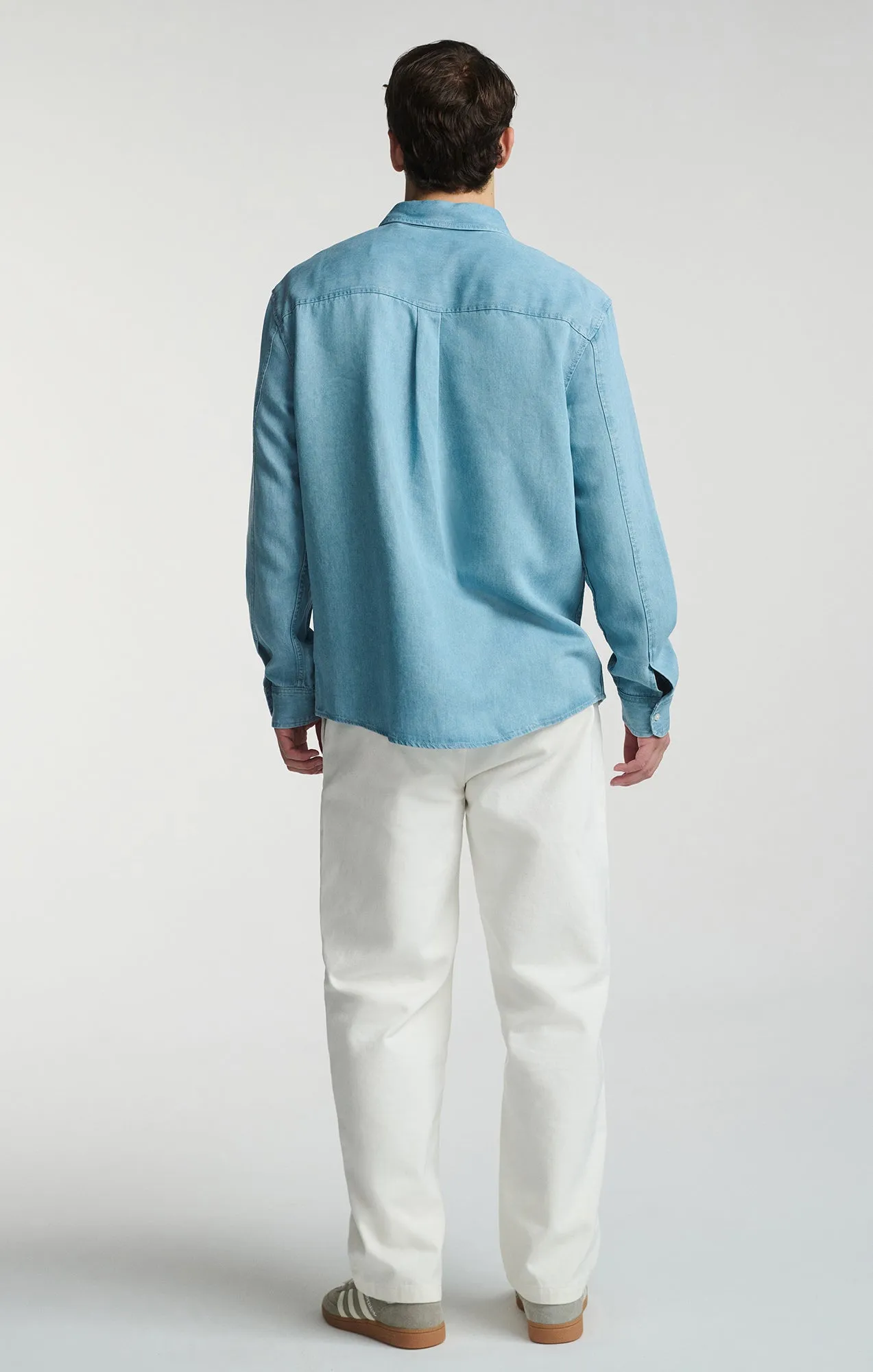 LONG SLEEVE BUTTON-UP TENCEL™ SHIRT IN INDIGO sold by Mavi product image thumbnail 3