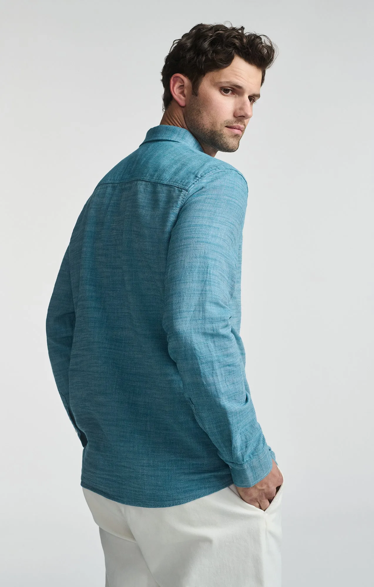 ONE POCKET LONG SLEEVE BUTTON-UP SHIRT IN STORM BLUE sold by Mavi product image thumbnail 2
