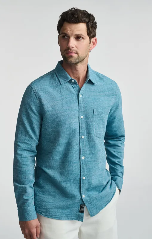 ONE POCKET LONG SLEEVE BUTTON-UP SHIRT IN STORM BLUE sold by Mavi
