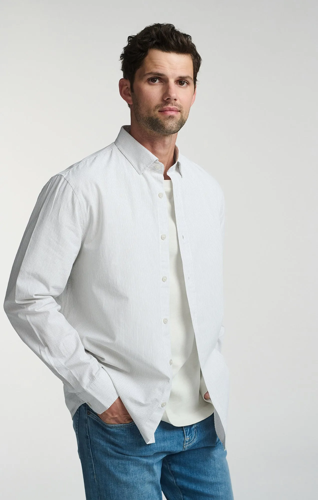 LONG SLEEVE BUTTON-UP TENCEL™ SHIRT IN BLACK IRIS sold by Mavi product image thumbnail 2
