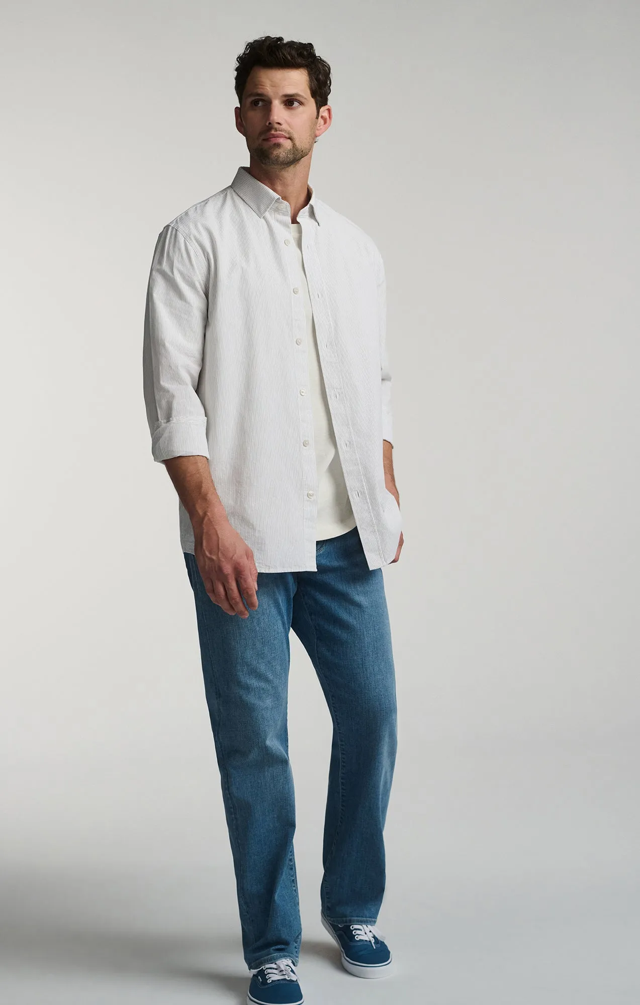 LONG SLEEVE BUTTON-UP TENCEL™ SHIRT IN BLACK IRIS sold by Mavi product image thumbnail 3