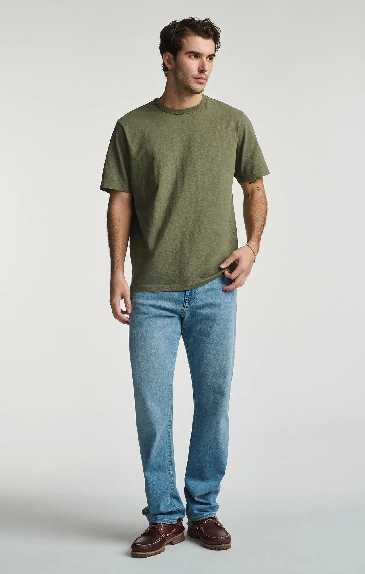 SLUB SHORT SLEEVE T-SHIRT IN DUSTY OLIVE sold by Mavi product image thumbnail 2