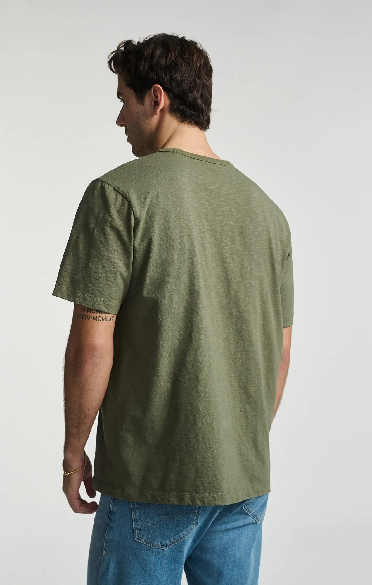 SLUB SHORT SLEEVE T-SHIRT IN DUSTY OLIVE sold by Mavi product image thumbnail 3
