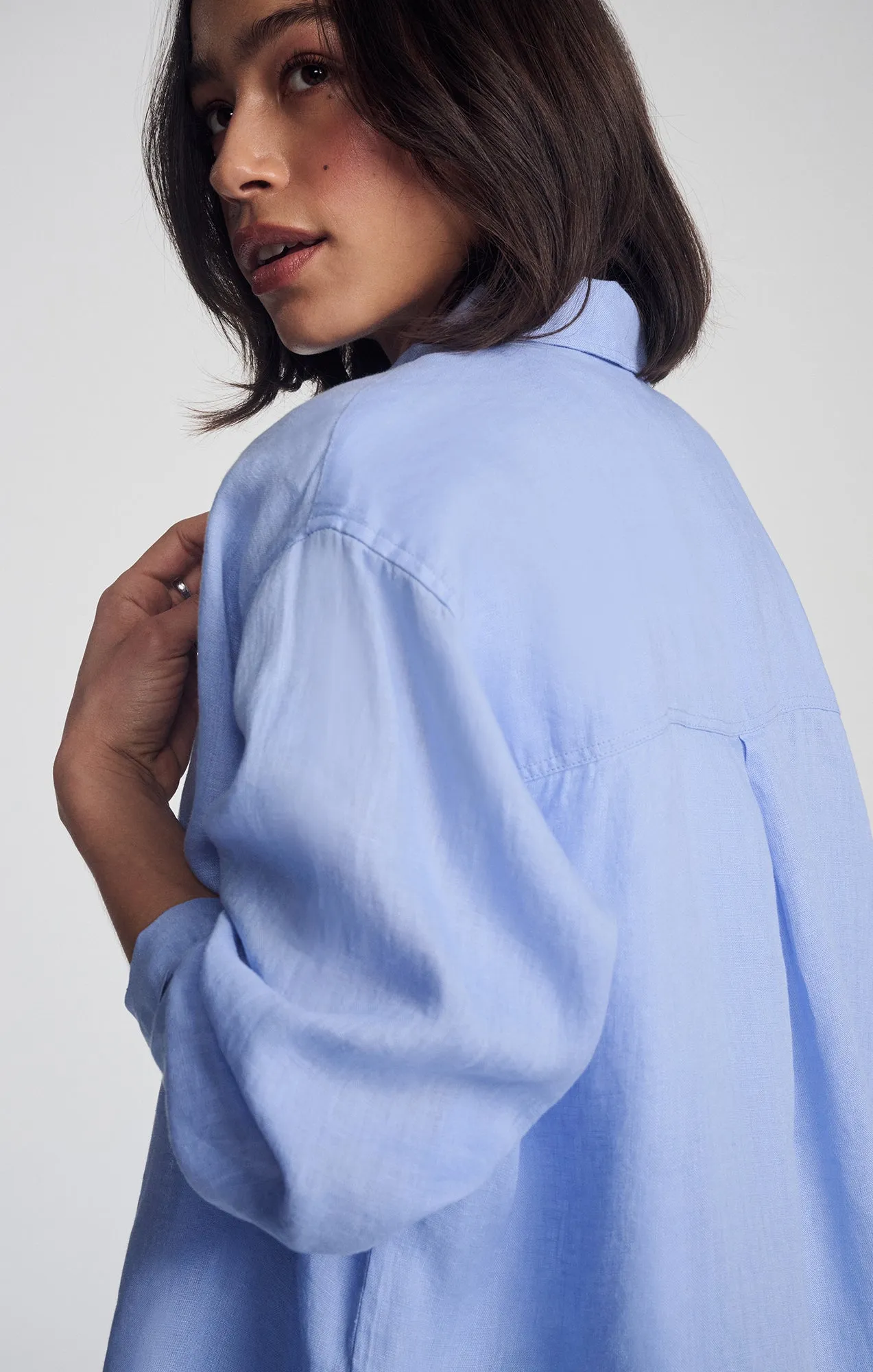 LINEN BUTTON-UP SHIRT IN BLUE HERON sold by Mavi product image thumbnail 4