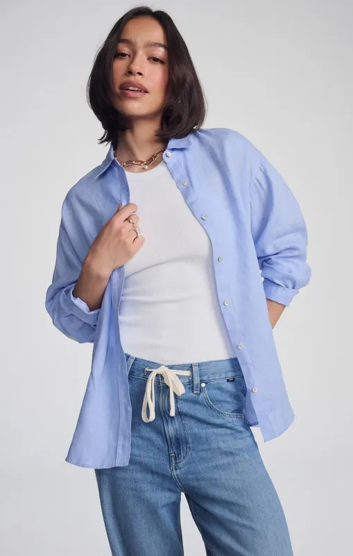 LINEN BUTTON-UP SHIRT IN BLUE HERON sold by Mavi