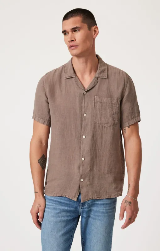 LINEN SHORT SLEEVE SHIRT IN BRINDLE sold by Mavi