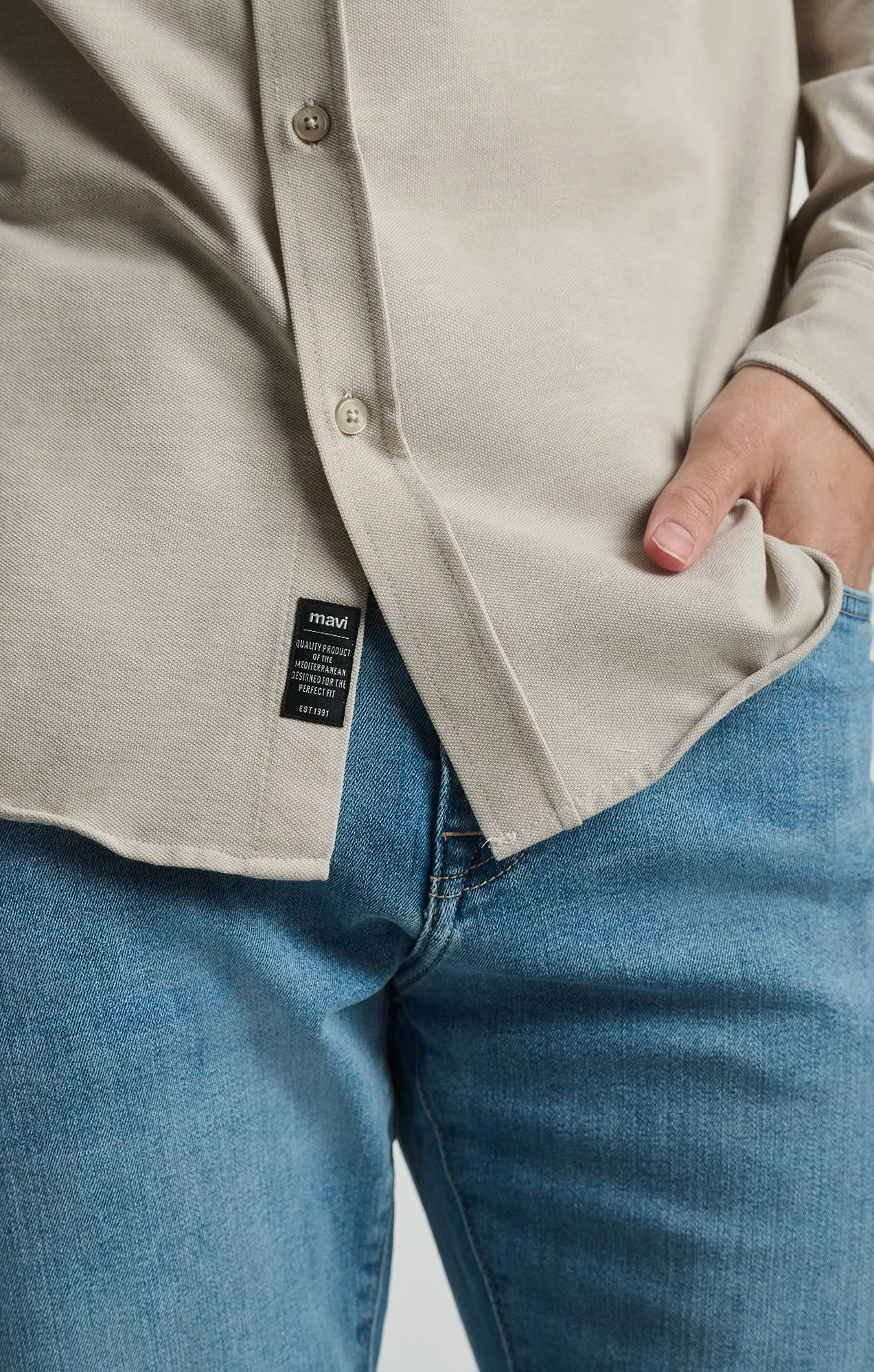 LONG SLEEVE BUTTON-UP SHIRT IN SILVER LINING sold by Mavi product image thumbnail 5