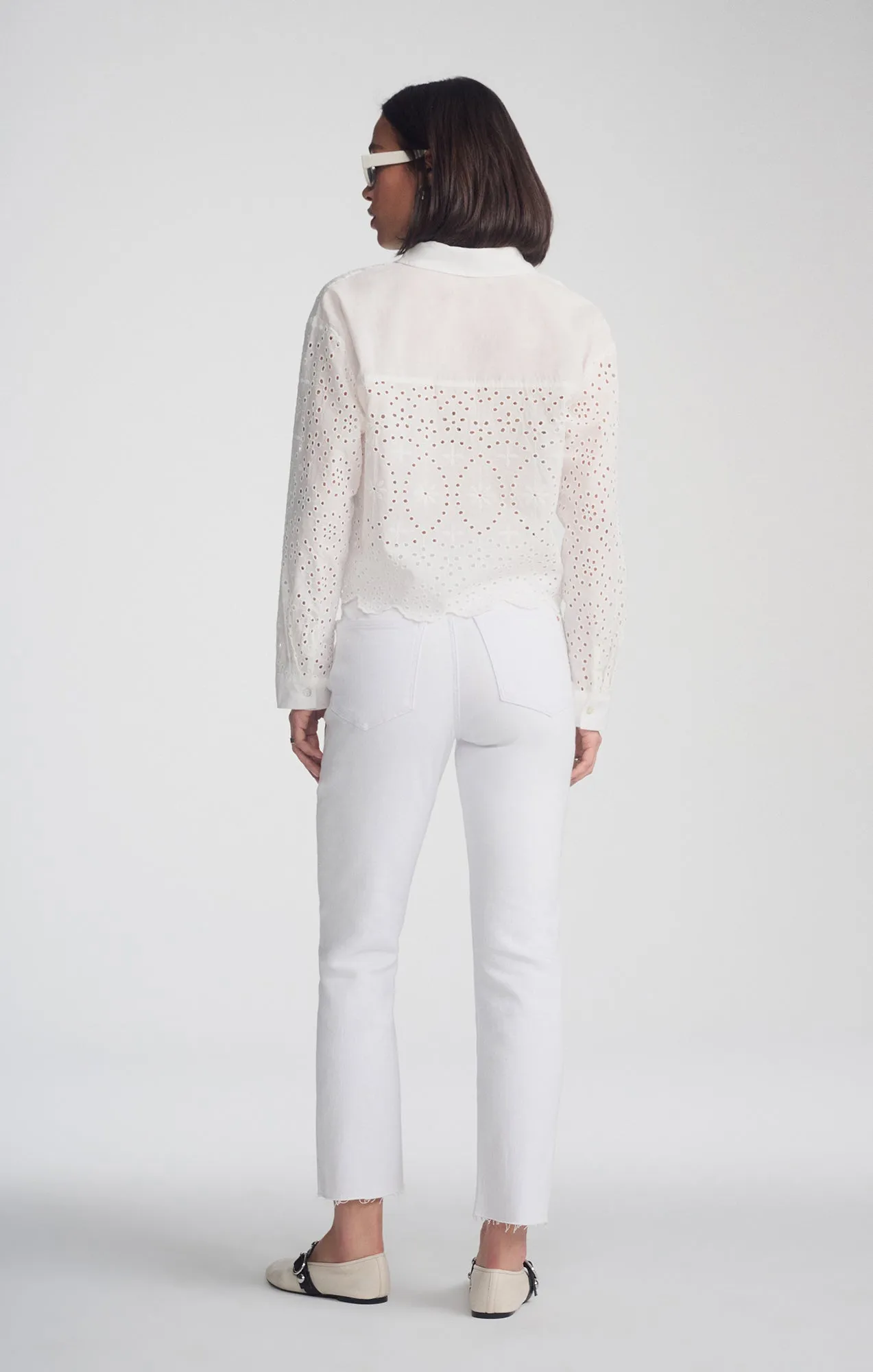 CROPPED EYELET SHIRT IN WHITE sold by Mavi product image thumbnail 4