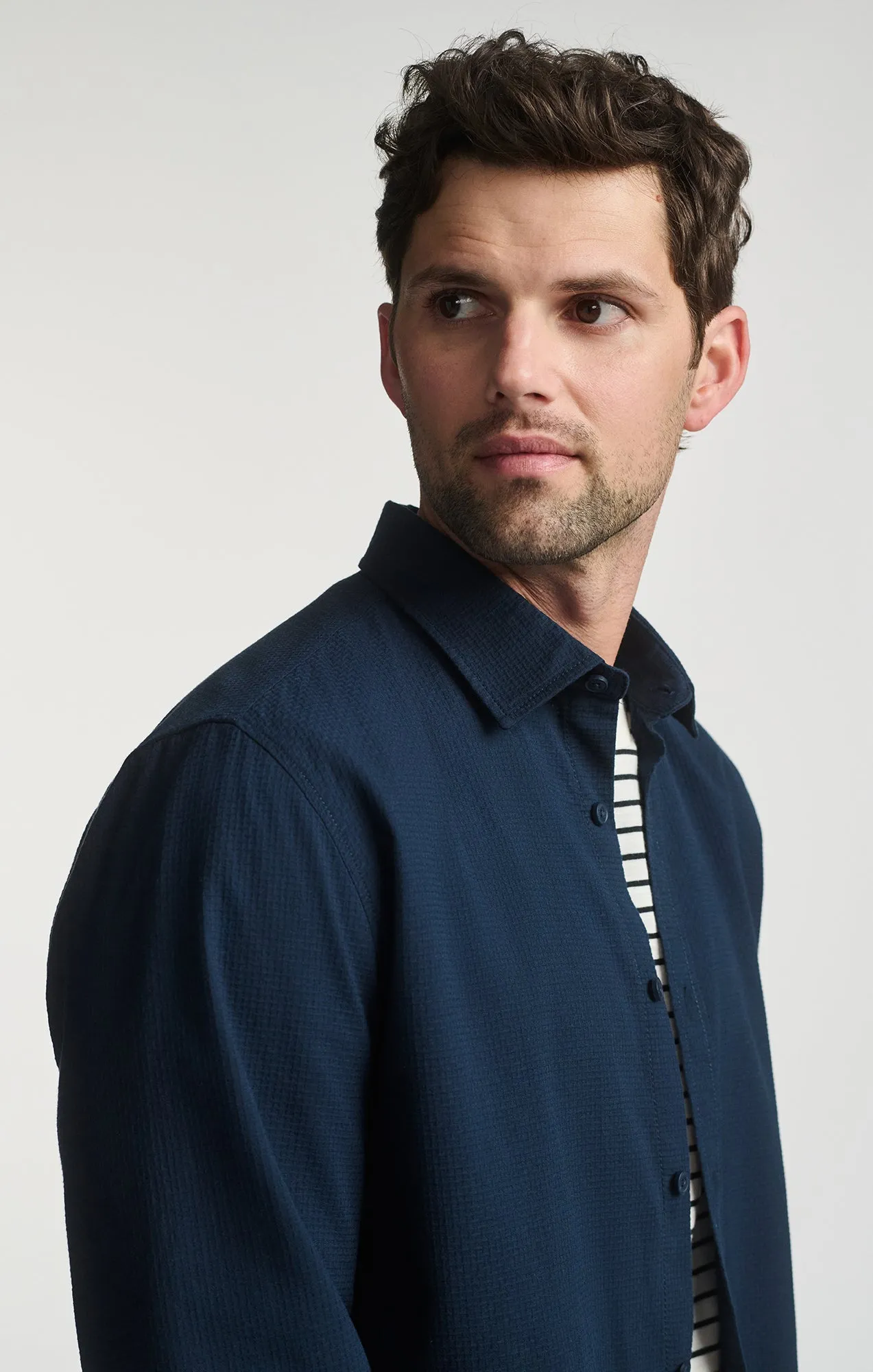 LONG SLEEVE BUTTON-UP SHIRT IN BLACK IRIS sold by Mavi product image thumbnail 5