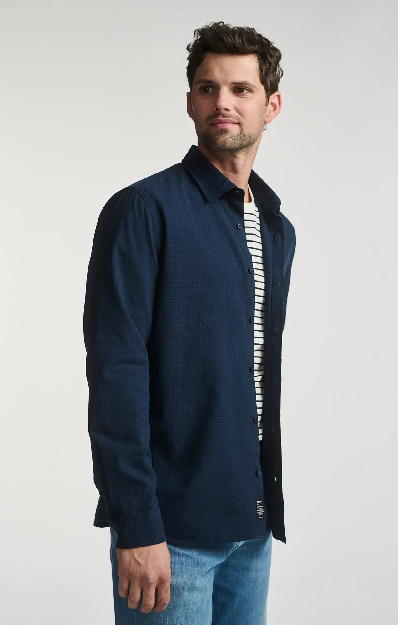 LONG SLEEVE BUTTON-UP SHIRT IN BLACK IRIS sold by Mavi