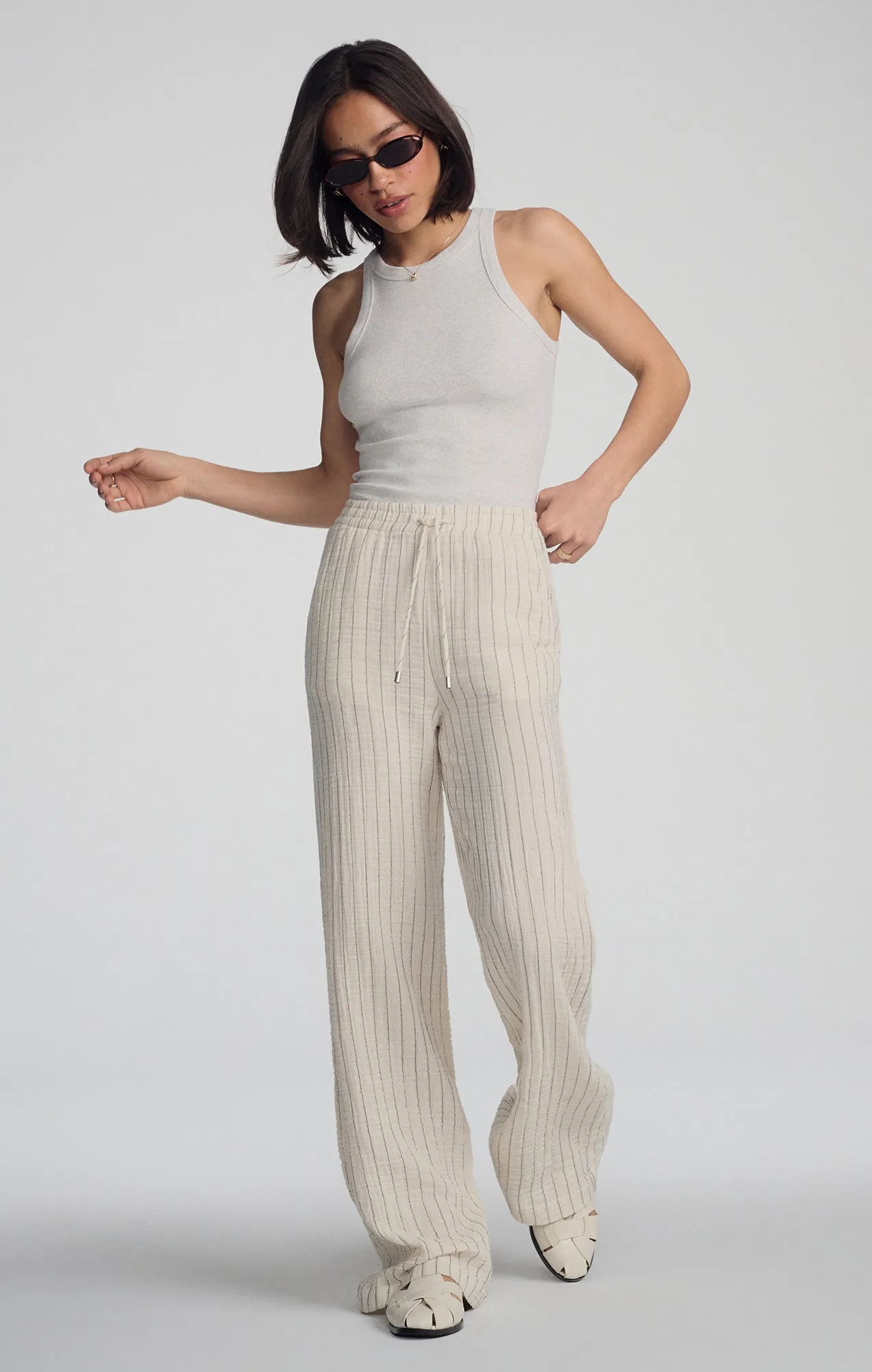 GAUZE PANTS IN GREY STRIPE sold by Mavi product image thumbnail 4