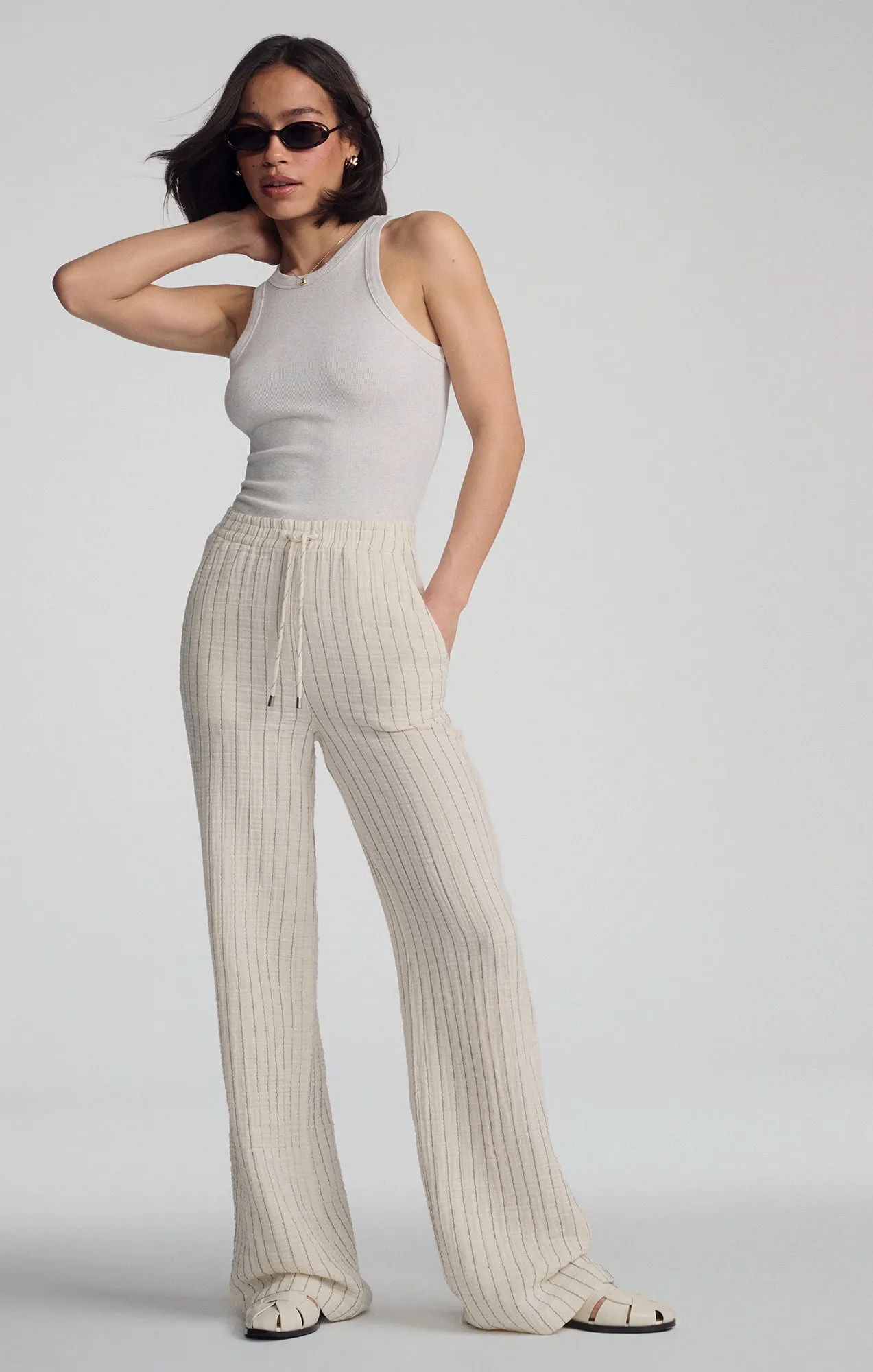 GAUZE PANTS IN GREY STRIPE sold by Mavi product image thumbnail 2