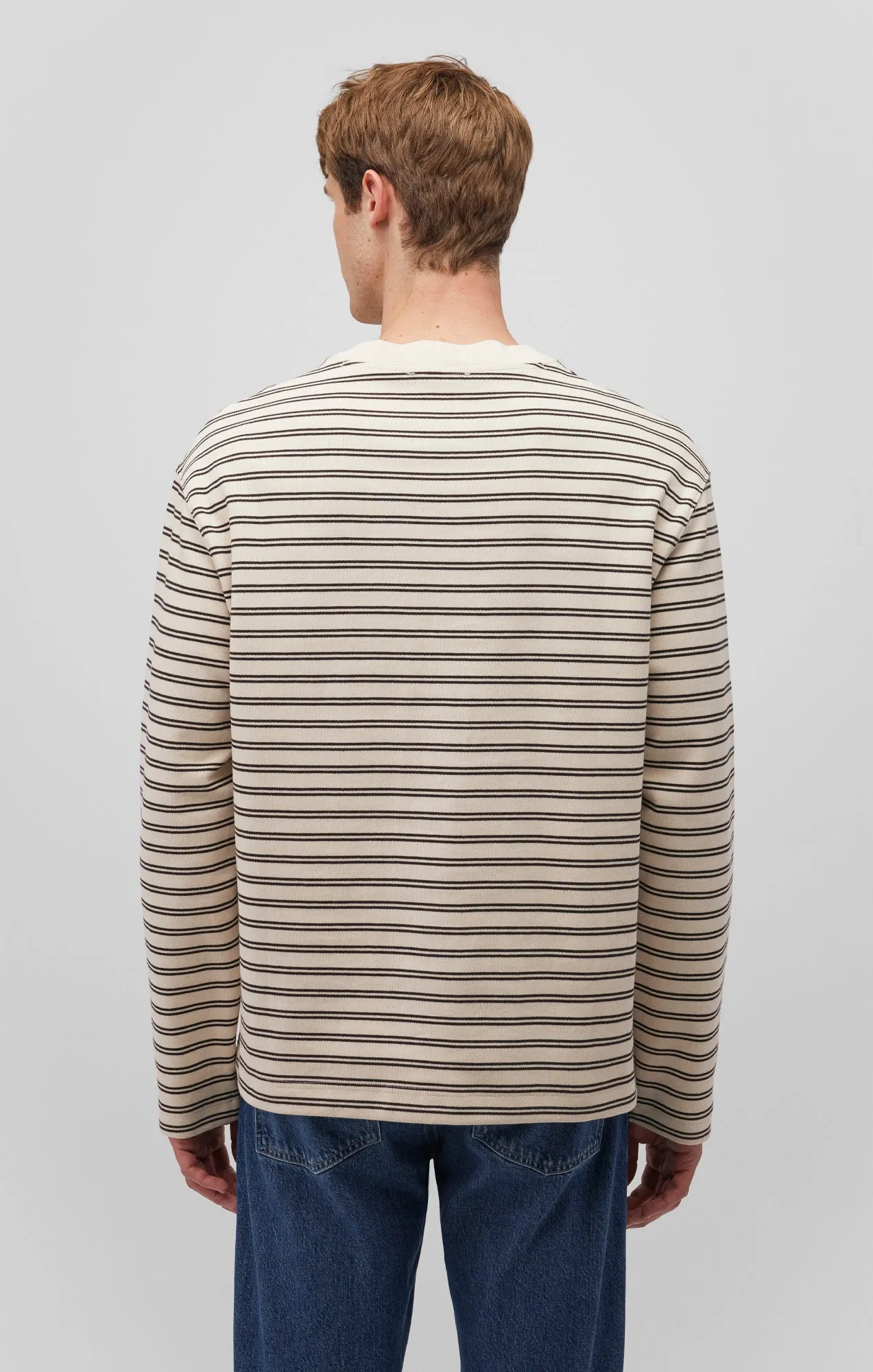 STRIPED CREW NECK SWEATSHIRT IN CHOCOLATE TORTE sold by Mavi product image thumbnail 4