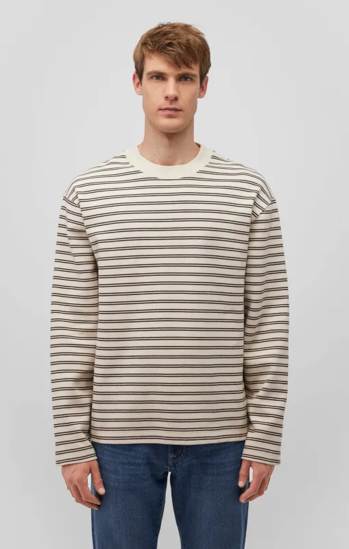 STRIPED CREW NECK SWEATSHIRT IN CHOCOLATE TORTE sold by Mavi