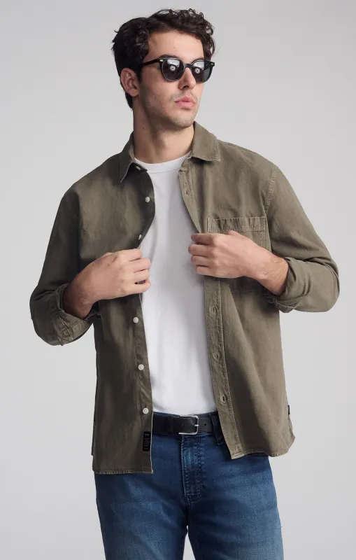 ONE POCKET LONG SLEEVE BUTTON-UP SHIRT IN BUNGEE CORD sold by Mavi